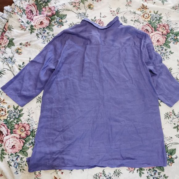 J Jill Love Linen Womens Button Up 100% Linen Blouse Violet Size Large.  7 - Picture 6 of 6